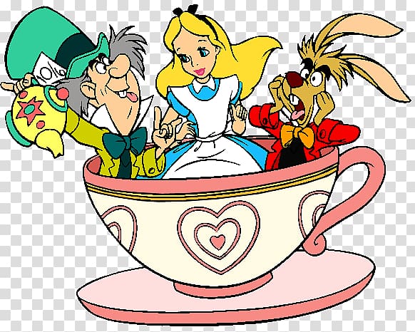 Alice, rabbit and mad hatter , The Mad Hatter March Hare Tea Alice\'s Adventures in Wonderland , tea transparent background PNG clipart