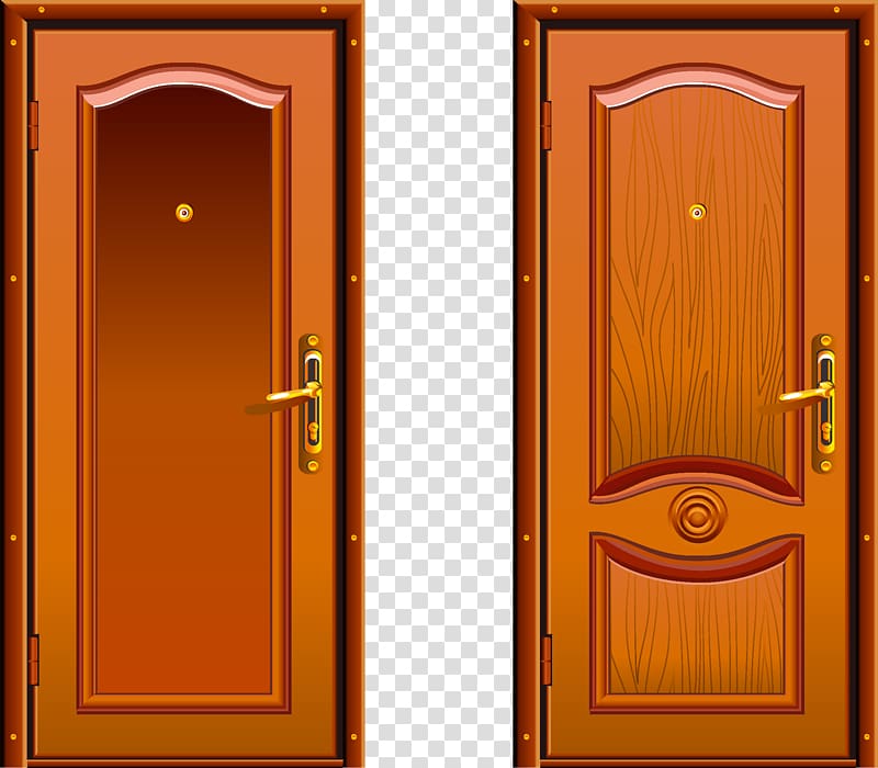two brown wooden doors illustration, Door Window Wood House plan, The door transparent background PNG clipart