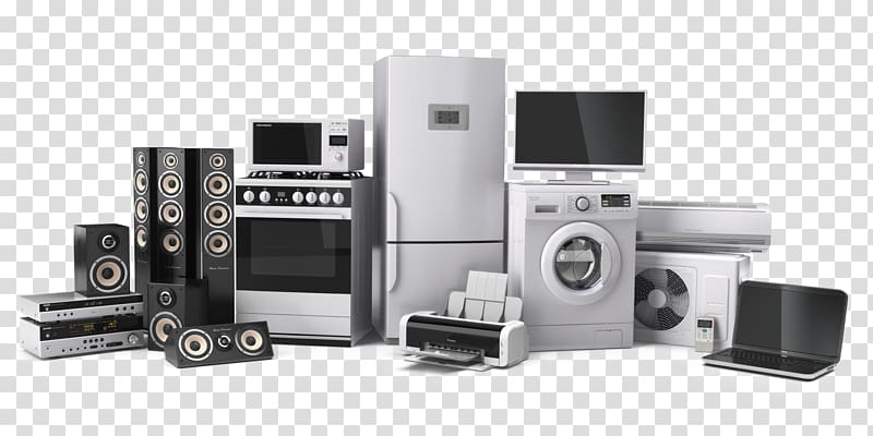 gray and black home appliance lot, Home appliance Electricity Refrigerator Major appliance Washing Machines, Home Appliances transparent background PNG clipart