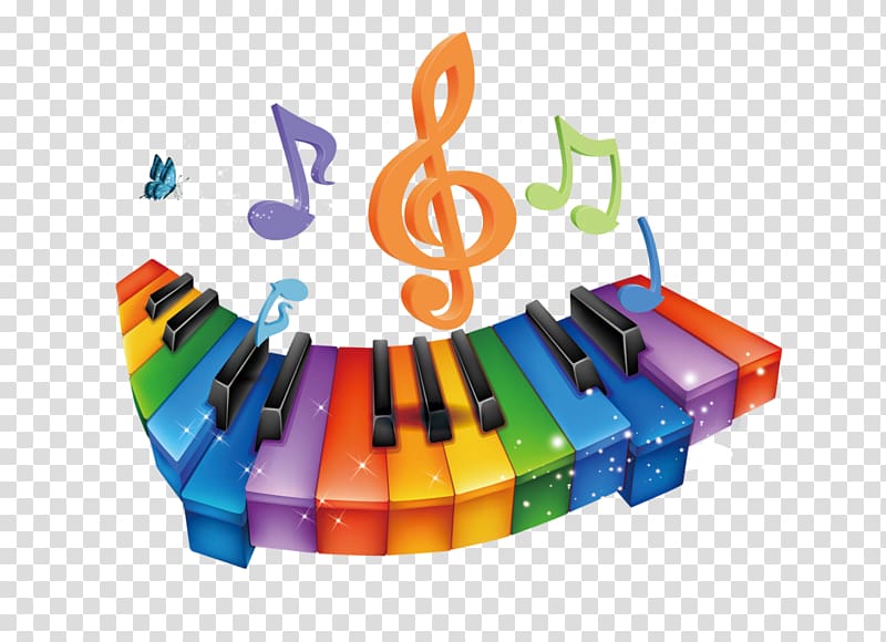 Musical note Keyboard, Color cartoon musical note keyboard transparent background PNG clipart
