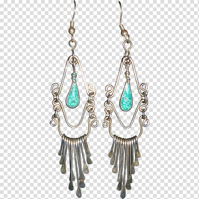 Turquoise Earring Sterling silver Jewellery, silver transparent background PNG clipart