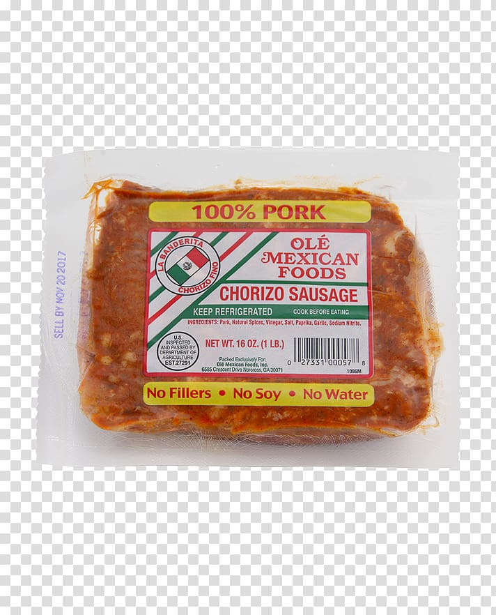 Mexican cuisine Chorizo Chicharrón Oaxaca cheese Food, ham sausage transparent background PNG clipart