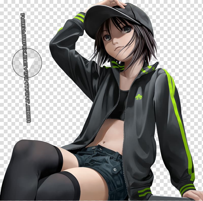 Anime Tomboy Rendering Middle finger, Anime transparent background PNG clipart