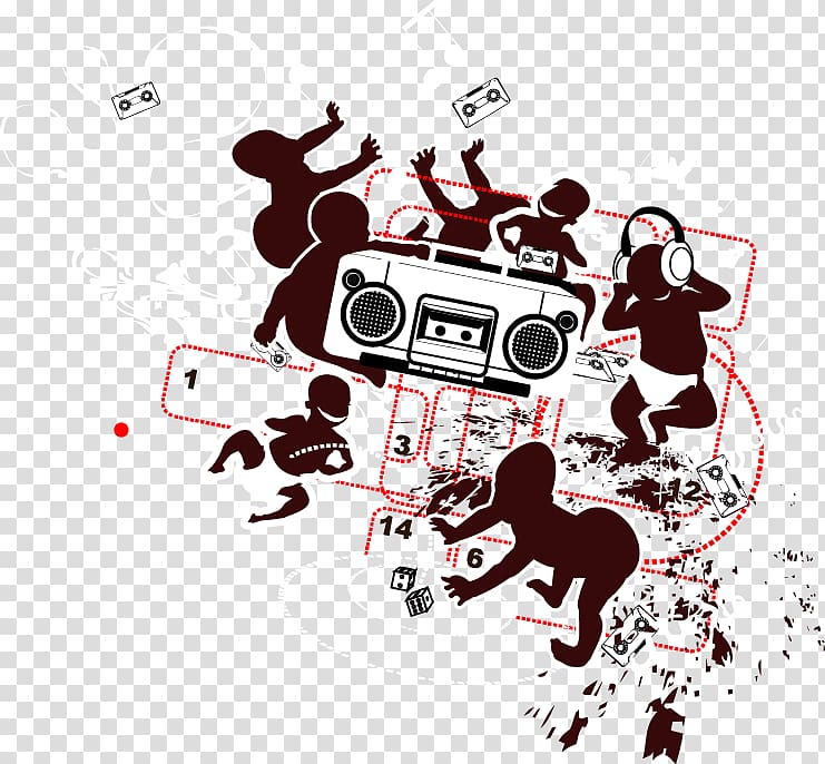 Music Tape recorder Illustration, Recorder and music elements baby transparent background PNG clipart
