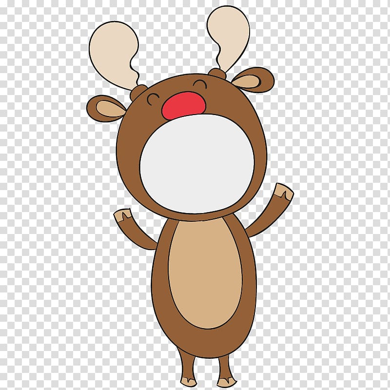 Reindeer Drawing Christmas Cartoon, Reindeer Snowman emoticons transparent background PNG clipart