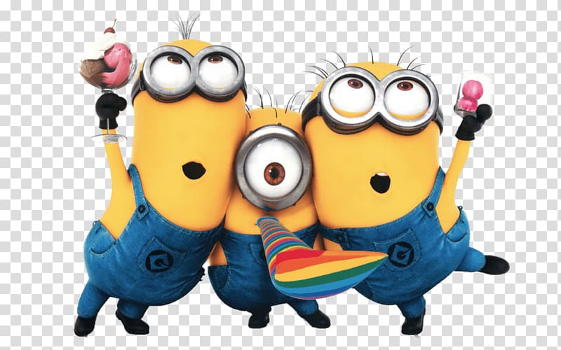 three Minions poster, Minions Partying transparent background PNG clipart