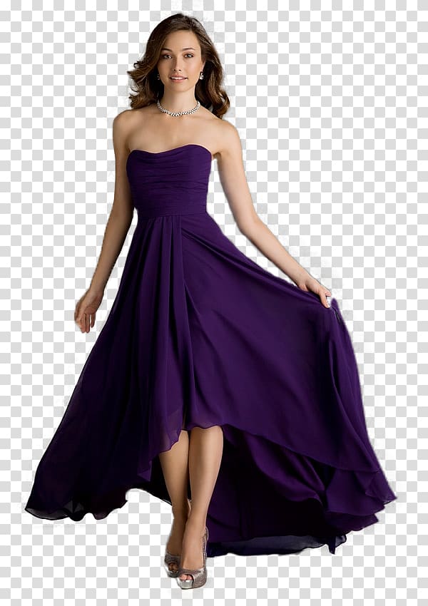 Wedding dress Bridesmaid Purple Chiffon, model transparent background PNG clipart