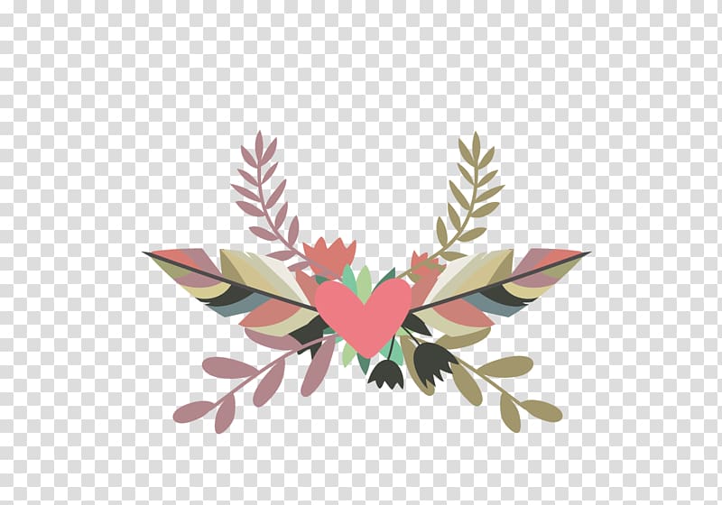 multicolored heart with leaves , Wedding invitation Element, Dream Wedding Bouquet element transparent background PNG clipart