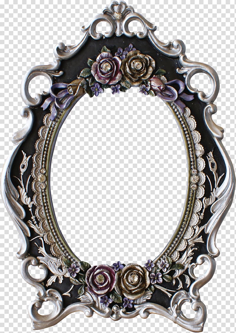 silver oval mirror frame, Mirror frame, mirror transparent background PNG clipart
