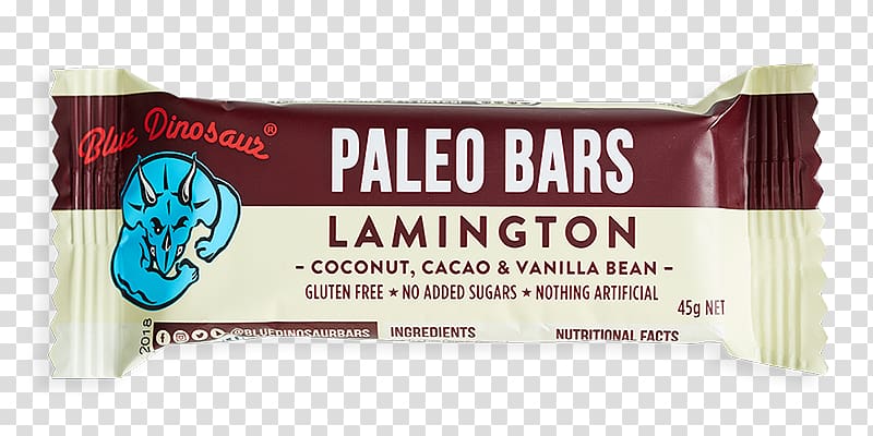 Lamington Raw foodism Paleolithic diet Protein bar Energy Bar, blue dinosaur transparent background PNG clipart
