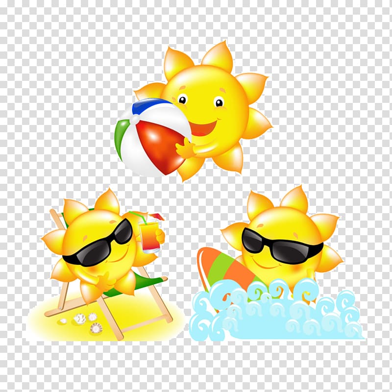 Beach , Cartoon sun transparent background PNG clipart