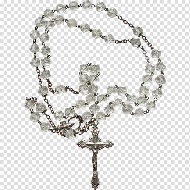 Rosary Prayer Beads Miraculous Medal Crucifix, necklace transparent background PNG clipart