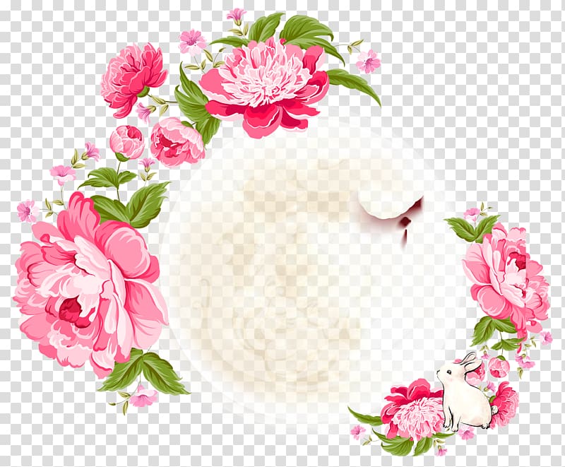 pink petaled flowers , Moutan peony Garden roses Flower, Mid autumn decoration transparent background PNG clipart