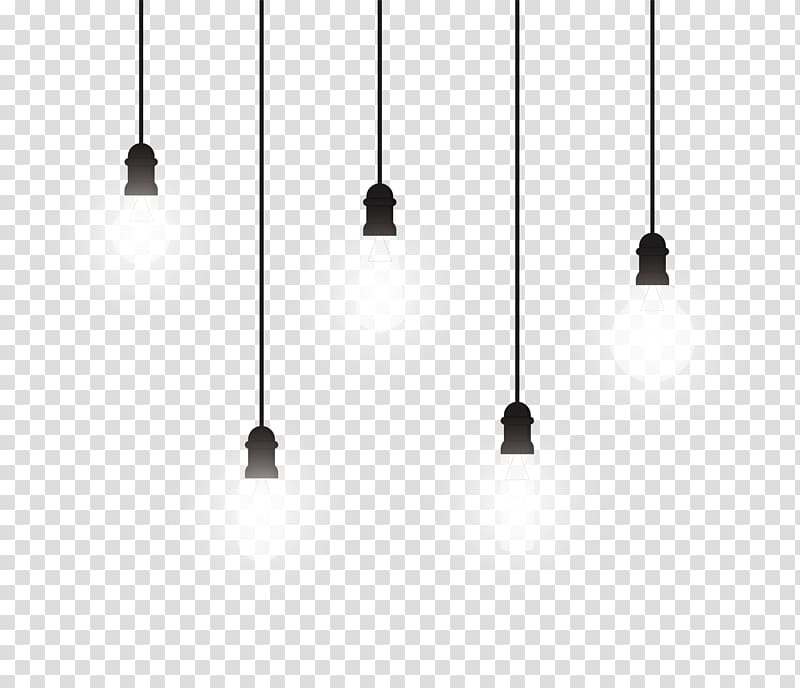 five white light bulbs , Tile Line Symmetry Angle Pattern, Minimalist light-emitting incandescent chandelier transparent background PNG clipart
