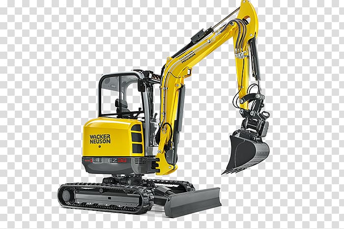 Compact excavator Heavy Machinery Wacker Neuson Skid-steer loader, Compactor transparent background PNG clipart