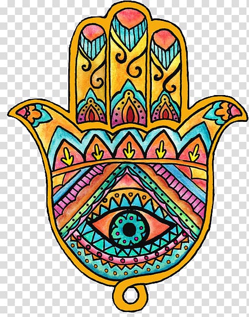 Multicolored Hamsa hand illustration, Hamsa Judaism Symbol Drawing Eye ...