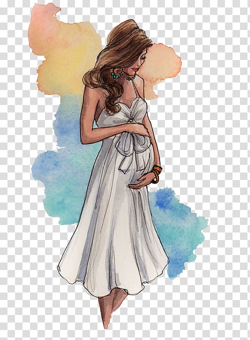 Pregnant woman illustration, Drawing Pregnancy Fashion illustration