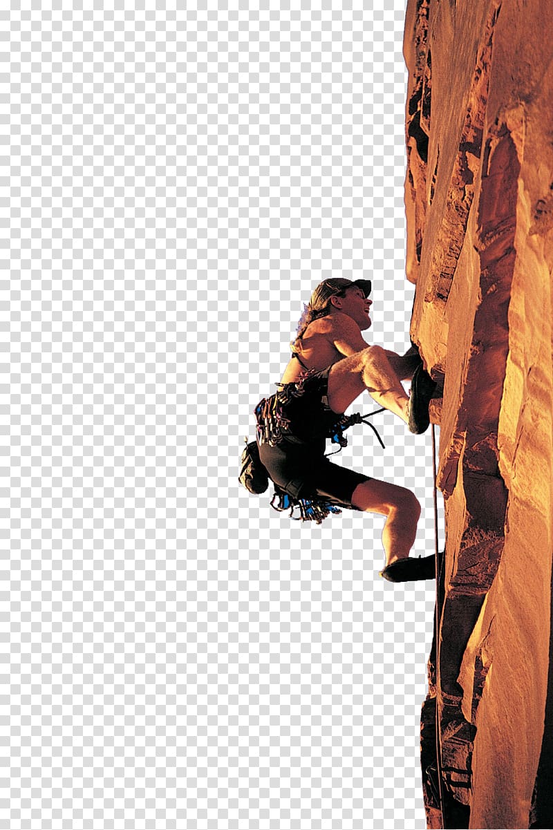 man climbing on brown cliff under blue sky, Sport climbing Rock climbing Mountaineering, Rock climbing woman transparent background PNG clipart