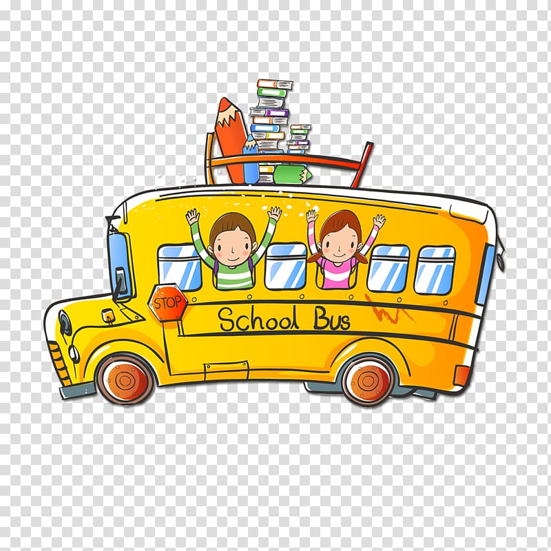 school bus illustration, School bus, Cartoon school bus transparent background PNG clipart