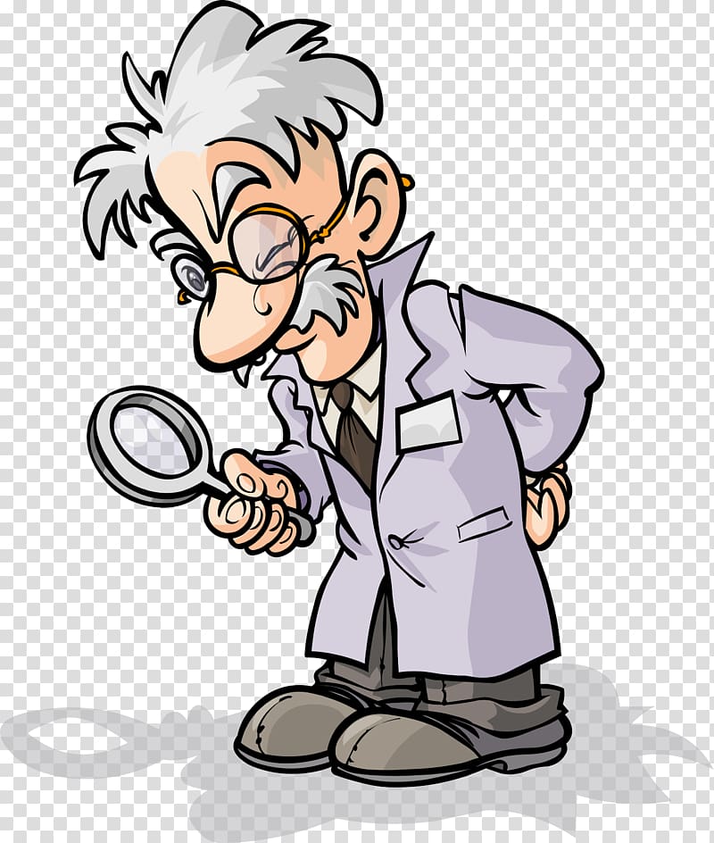 Magnifying glass Scientist Cartoon , scientist transparent background PNG clipart