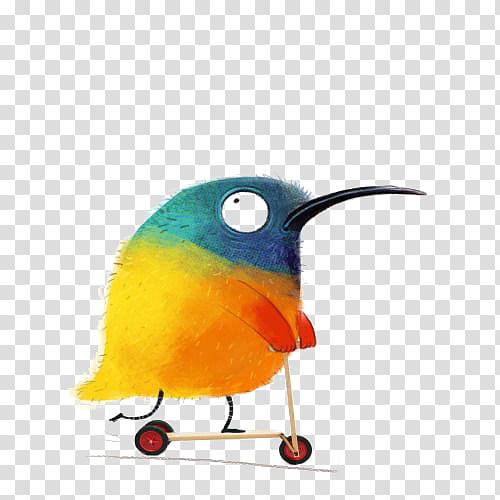 Cartoon Illustration, Bird skateboard transparent background PNG clipart