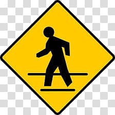 yellow and black walk signage, Crosswalk Logo transparent background PNG clipart