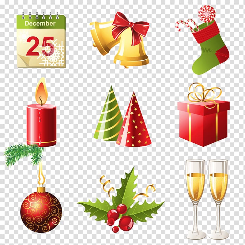 Christmas New Year Icon, Cute Christmas Cartoon element transparent background PNG clipart