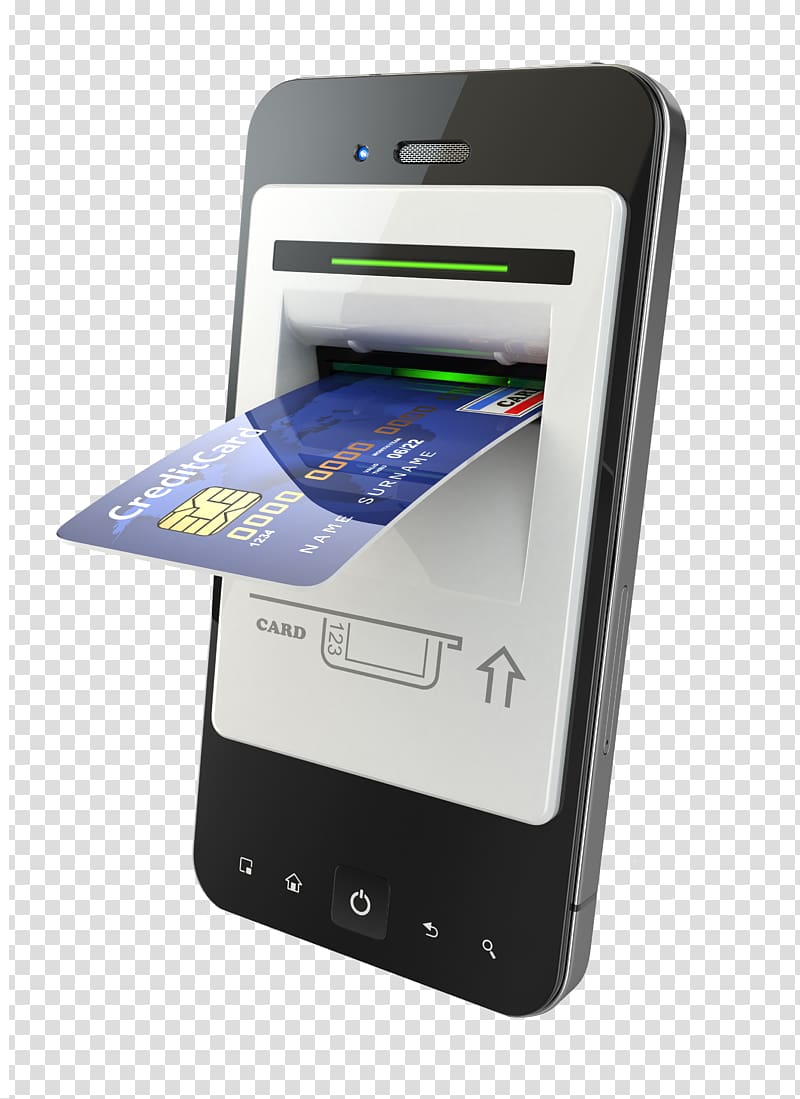 Mobile banking Credit card Mobile phone Automated teller machine, Digital phone transparent background PNG clipart