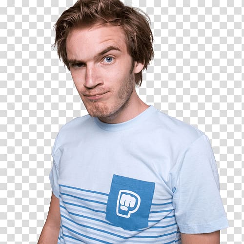 man wearing teal crew-neck t-shirt, Pewdiepie Worried Sideview transparent background PNG clipart
