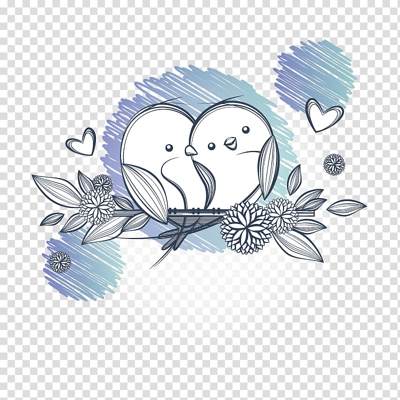 Lovebird Giant panda, Love birds, two birds on tree illustration transparent background PNG clipart