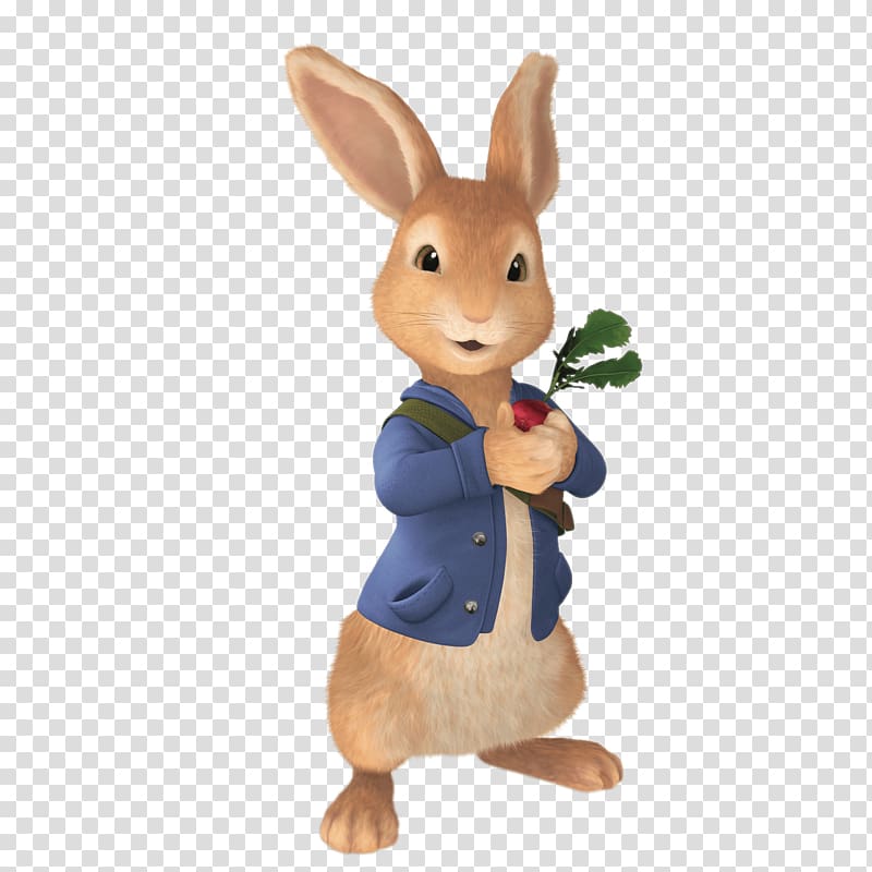brown bunny holding fruit illustration, Peter Rabbit Holding Radish transparent background PNG clipart