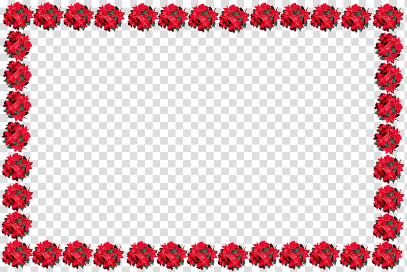 red poinsettias border art, Red Christmas Frame transparent background PNG clipart