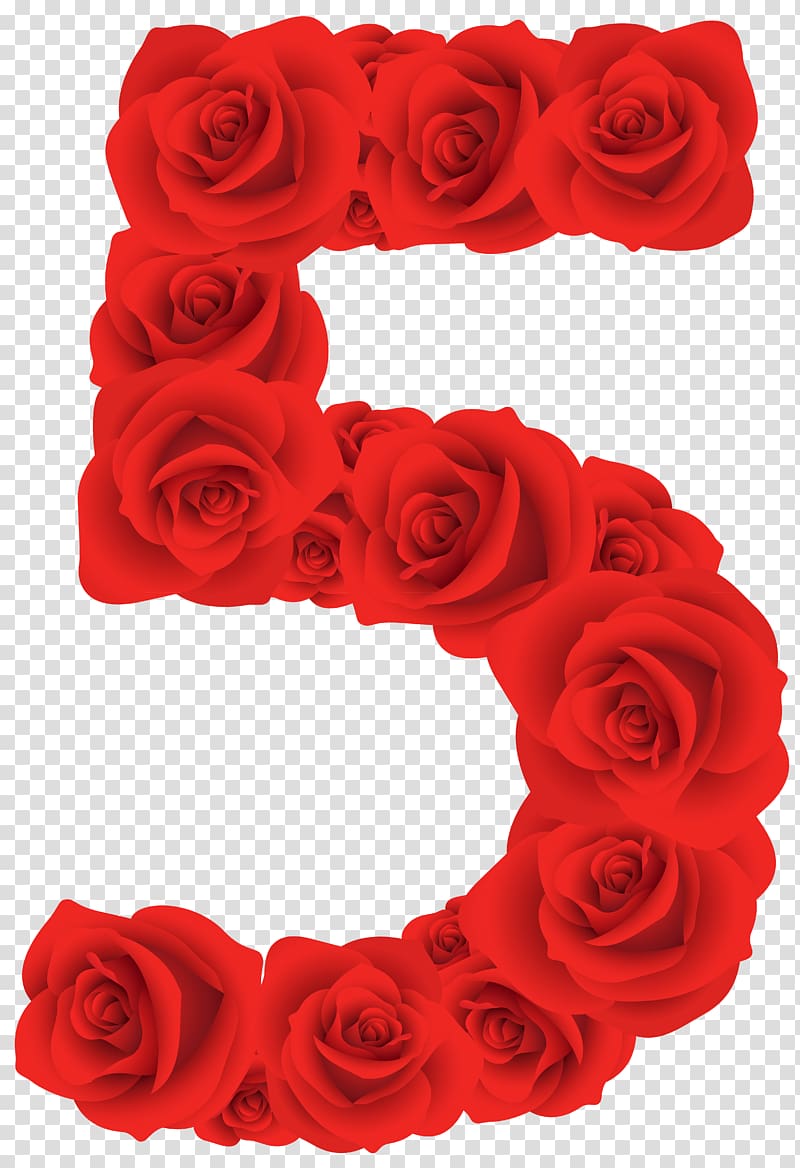 Number Red , Red Roses Number Five , red 5 illustration transparent background PNG clipart