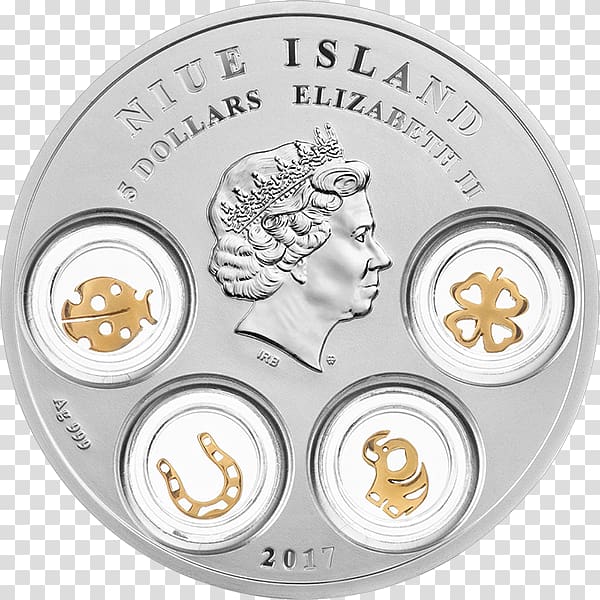 Niue Good luck charm Silver coin, silver coin transparent background PNG clipart