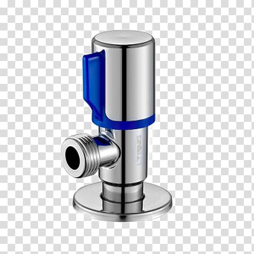 Valve Stainless steel Angle Switch, Thick stainless steel hot and cold Triangle valve transparent background PNG clipart