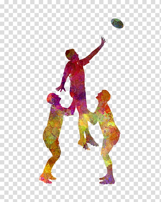 Watercolor painting Silhouette, rugby player transparent background PNG clipart