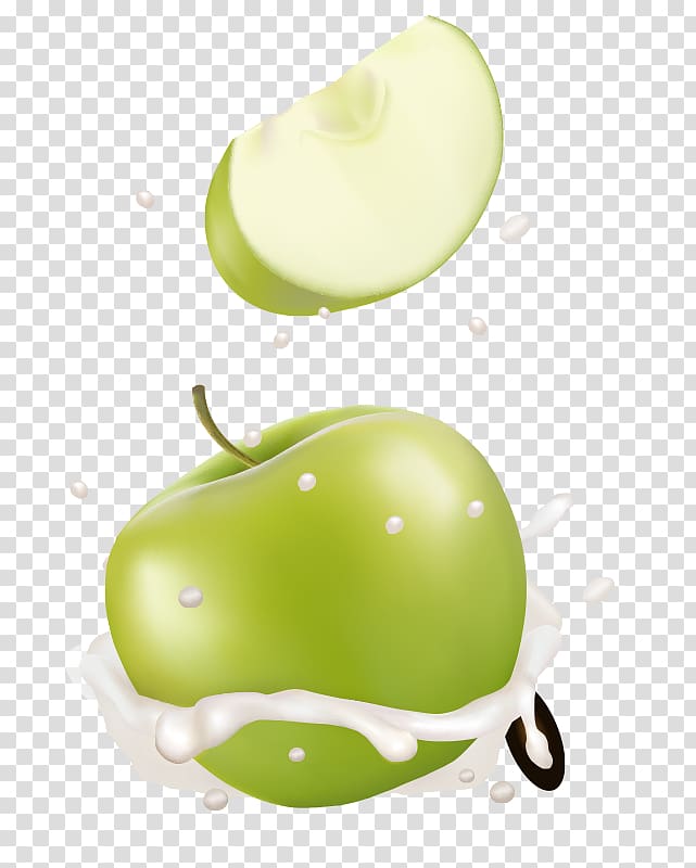 Granny Smith Milk Apple Auglis, Green Apple material free milk transparent background PNG clipart