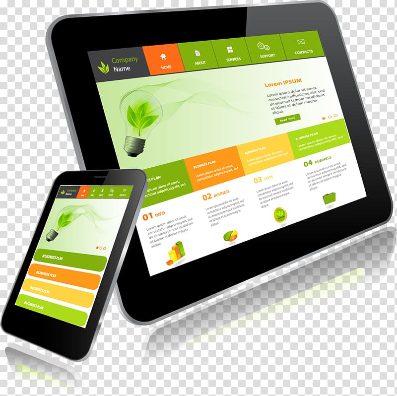 two black tablet computers displaying website, Responsive web design Smartphone Tablet computer, Smartphone Tablet APP show transparent background PNG clipart