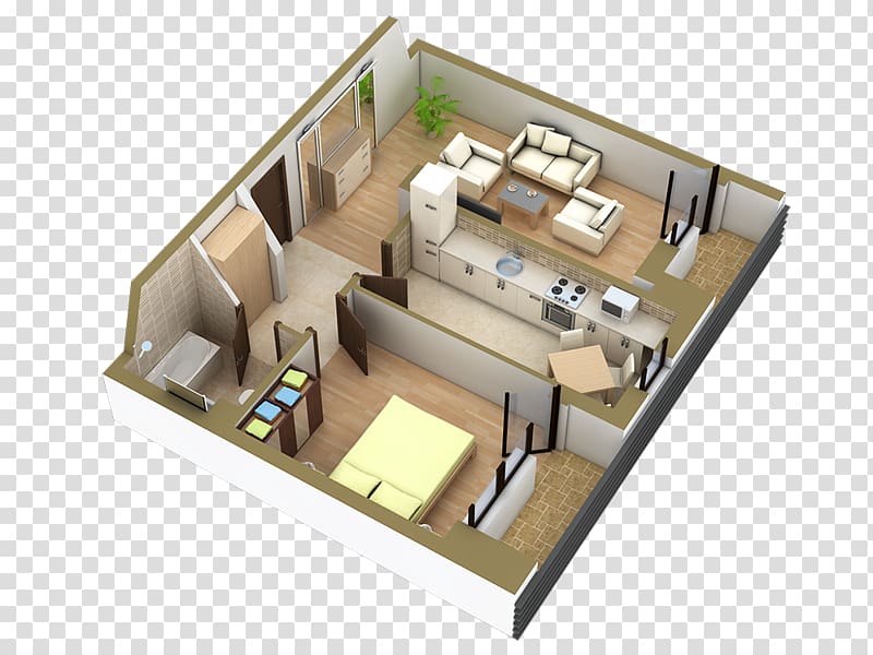 House plan Square foot 3D floor plan, house transparent background PNG clipart