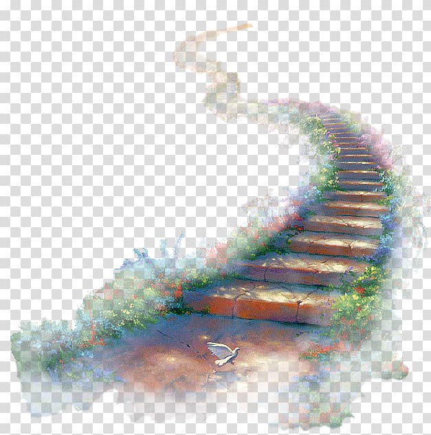 brown and multicolored floral stair illustration, Watercolor painting Stairway to Heaven Organism, water transparent background PNG clipart