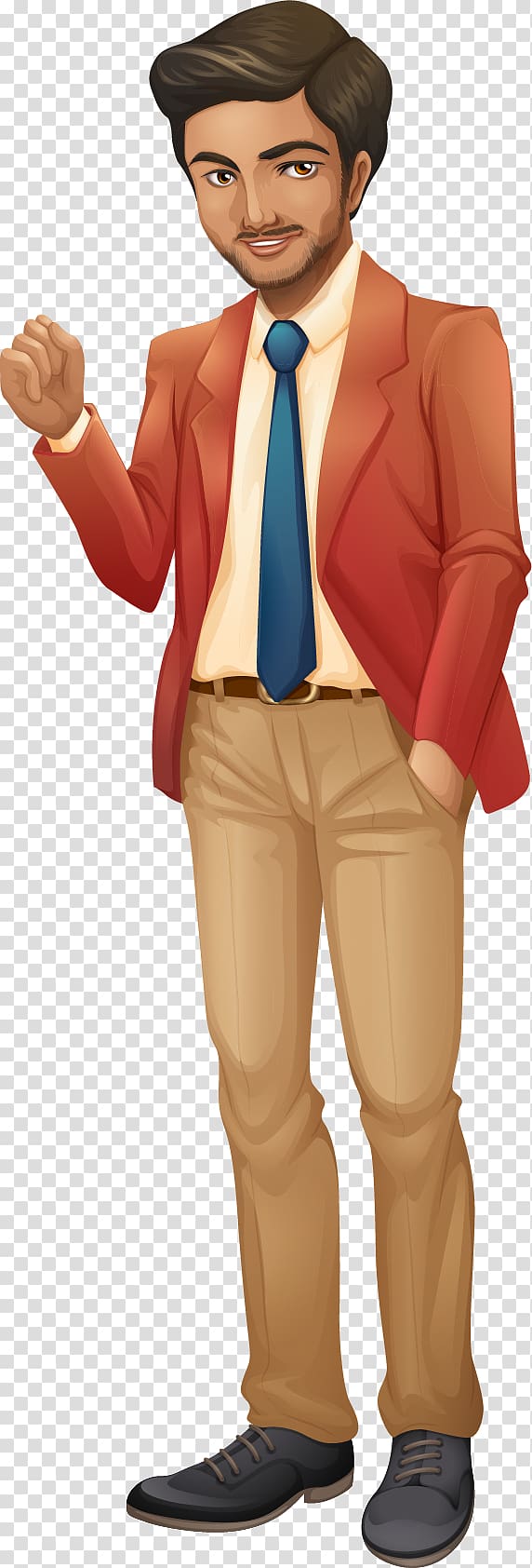 illustration of man in red suit, Illustration, painted successful man transparent background PNG clipart