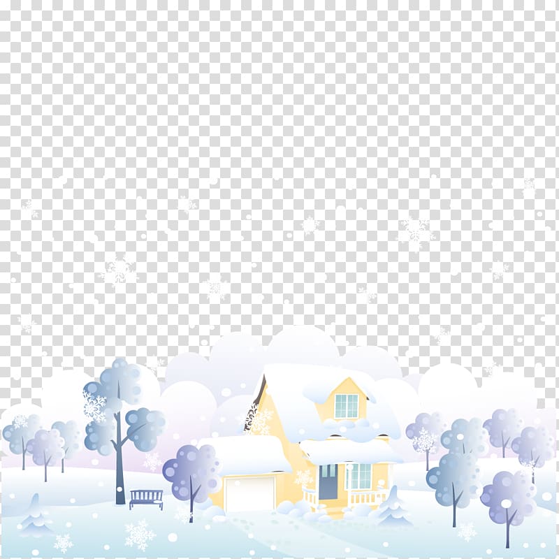 Cartoon Snow Winter, Cartoon snow village transparent background PNG clipart