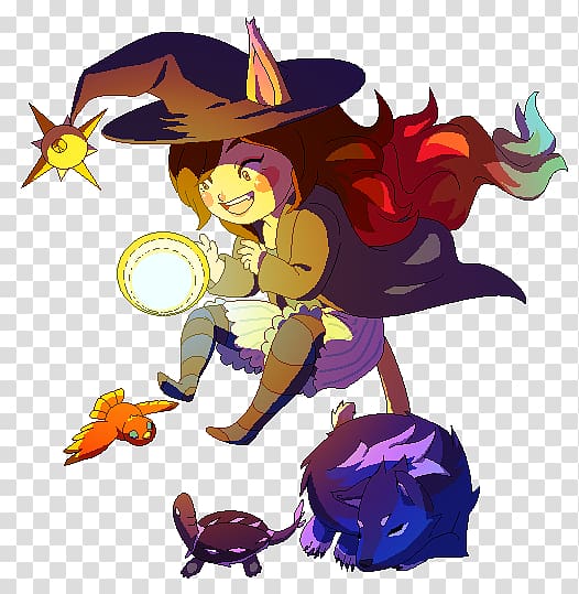 Pixel art Drawing GIF , Beautiful Cartoon Witch On Broom transparent background PNG clipart