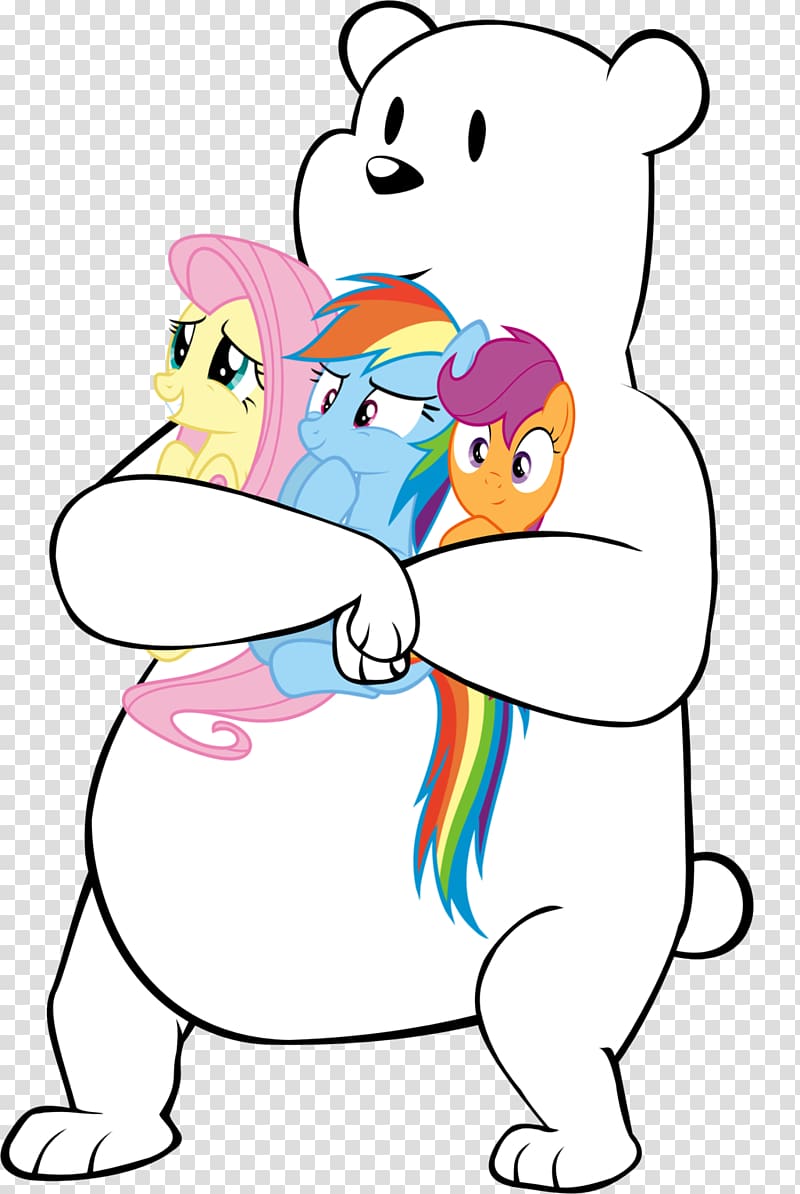 Polar bear Pony Fluttershy Rainbow Dash, hug spring transparent background PNG clipart