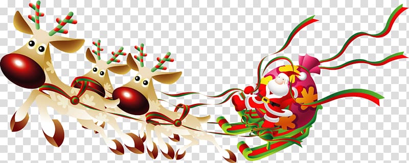 Santa sleigh transparent background PNG clipart