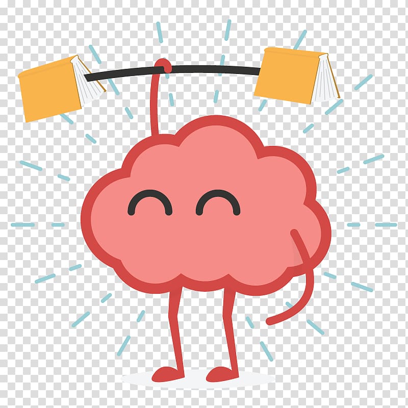 brain lifting book barbell , Human brain Cognitive training Lateralization of brain function Human body, cartoon brain transparent background PNG clipart