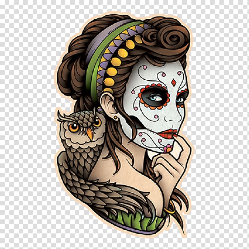 Beautiful Catrina Rose Skull Tattoo Design