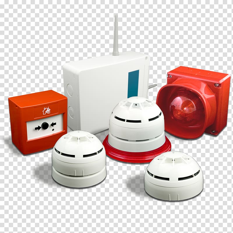 round and square white and red cordless electronic devices, Fire alarm system Security Alarms & Systems Fire detection Alarm device Fire safety, alarm transparent background PNG clipart