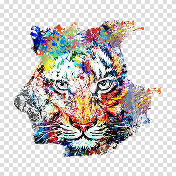 Abstract art Watercolor painting Drawing, Color flame tiger transparent background PNG clipart