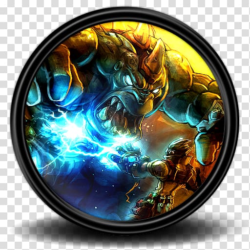 monster and warrior fighting illustration, sphere computer , Torchlight 11 transparent background PNG clipart